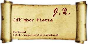 Jámbor Mietta névjegykártya